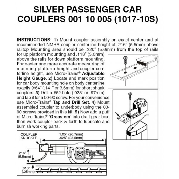 SILVER Assembled Coupler 10pr (1017-10S)