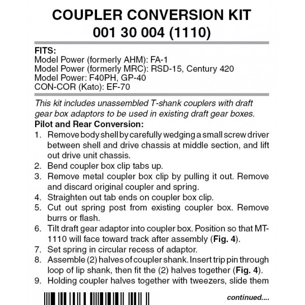 Locomotive Coupler Conversion Kit (1110)