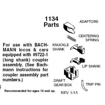 Bachmann Long Shank Coupler Conversion (1134) 2 pr