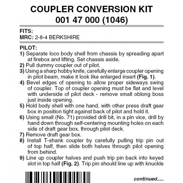 Locomotive Coupler Conversion Kit 2 pr (1046) 
