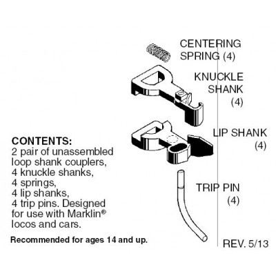 Short shank coupler for Marklin  (2 pr) (902)