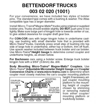Bettendorf Trucks w/o couplers 1 pr (1001)