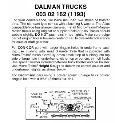 Dalman Truck w/ med. ext. couplers 1 pr (1193)