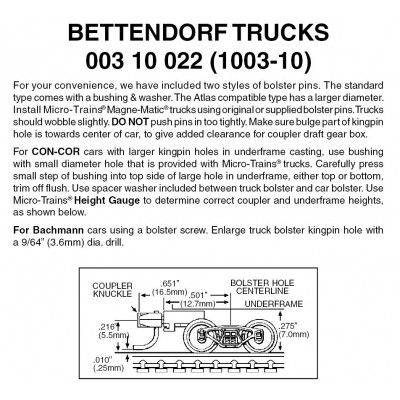 Bettendorf trucks with medium ext couplers 10 pr  (1003-10) 