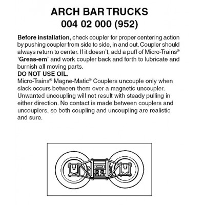 Arch Bar Trucks w/o coupler 1 pr (952)