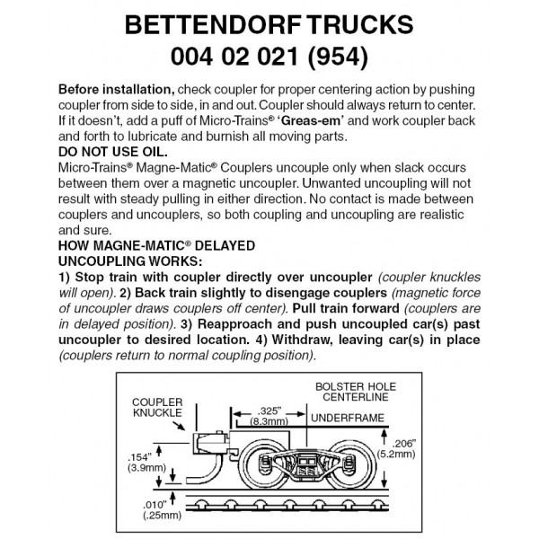 Bettendorf Trucks w/ short ext. coupler 1pr (954)