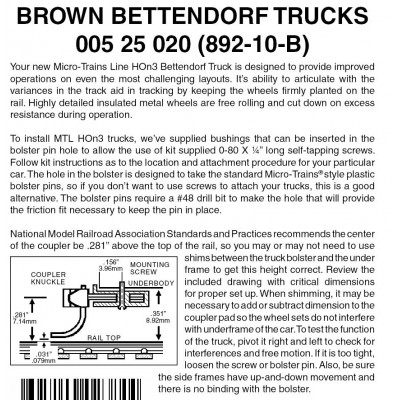 Bettendorf Trks, no cplr Brown 10 pr (892-10B)