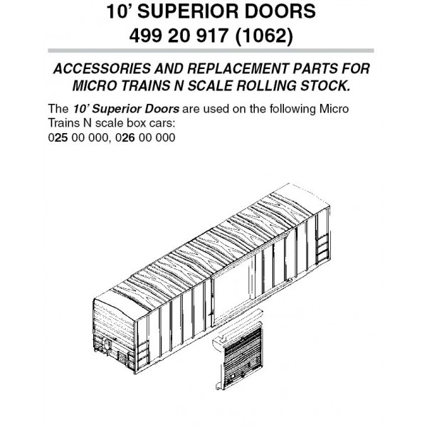 10' Superior Door for 50'cars 12 ea (1062) 