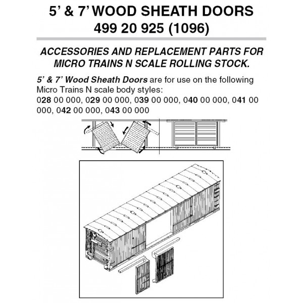 7' & 5' Wood L & R Doors (6 ea.)  (12 ea) (1096)