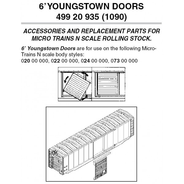 6' Youngstown Doors for 40' cars 12 ea (1090)
