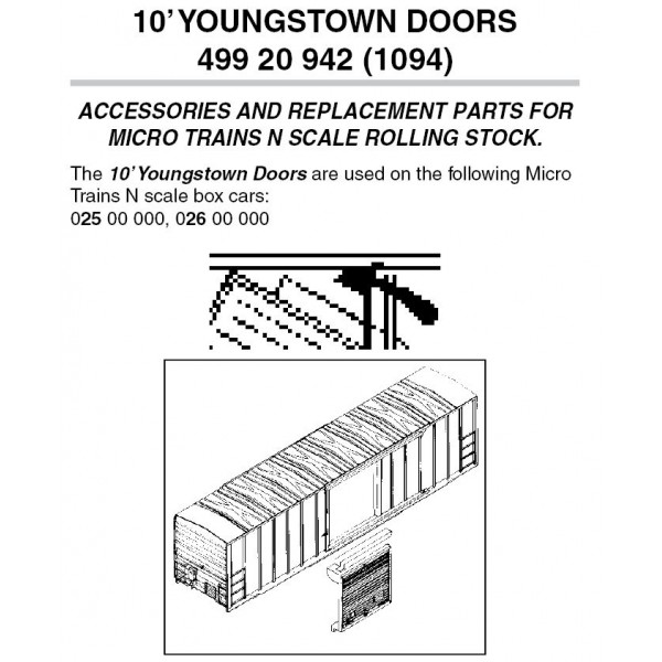 10' Youngstown Doors for 50' cars 12 ea (1094)