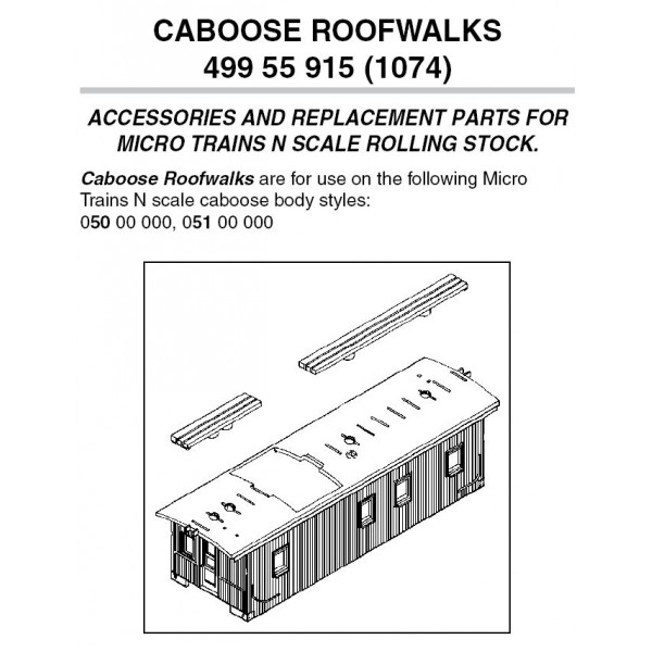 Roofwalk Caboose 12 ea (1074)