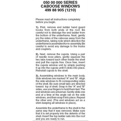 Wood Caboose Slant Cupola Windows 3 pk (1210)