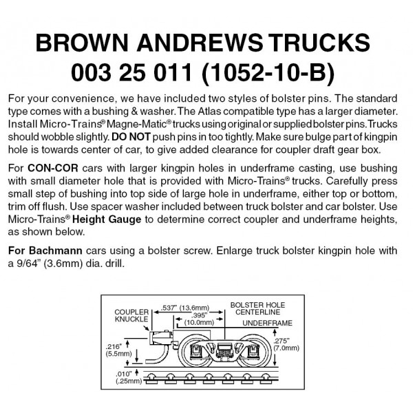 BROWN Andrews w/ short ext. couplers 10pr (1052-10B)