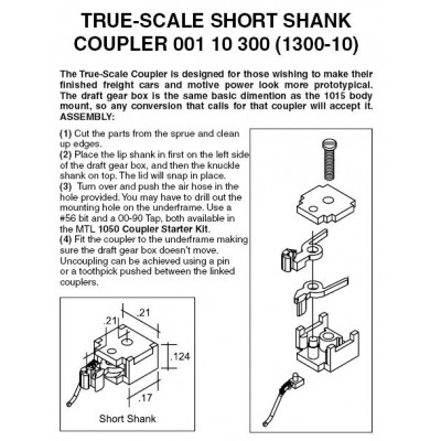 True-Scale w/Short Shank (1300-10) (10 pr)    