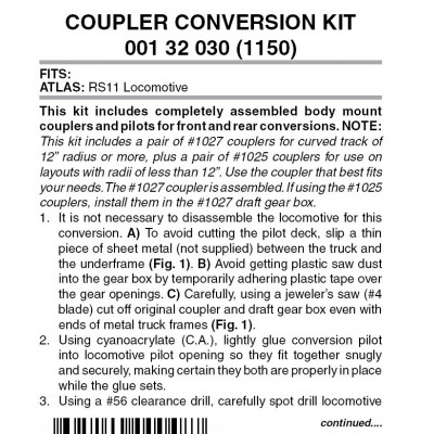 Pilot Locomotive Coupler Conversion Kit (1150)