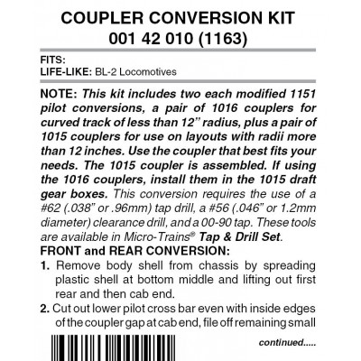 Pilot Locomotive Coupler Conversion Kit 2 pr (1163)