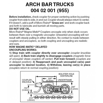 Arch Bar Trucks w/ short ext. coupler 1pr (955)